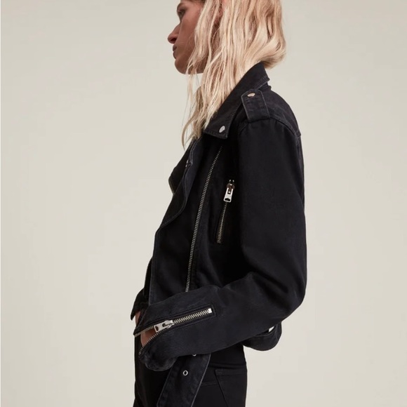 All Saints Balfern Cropped Denim Jacket - Picture 3 of 11